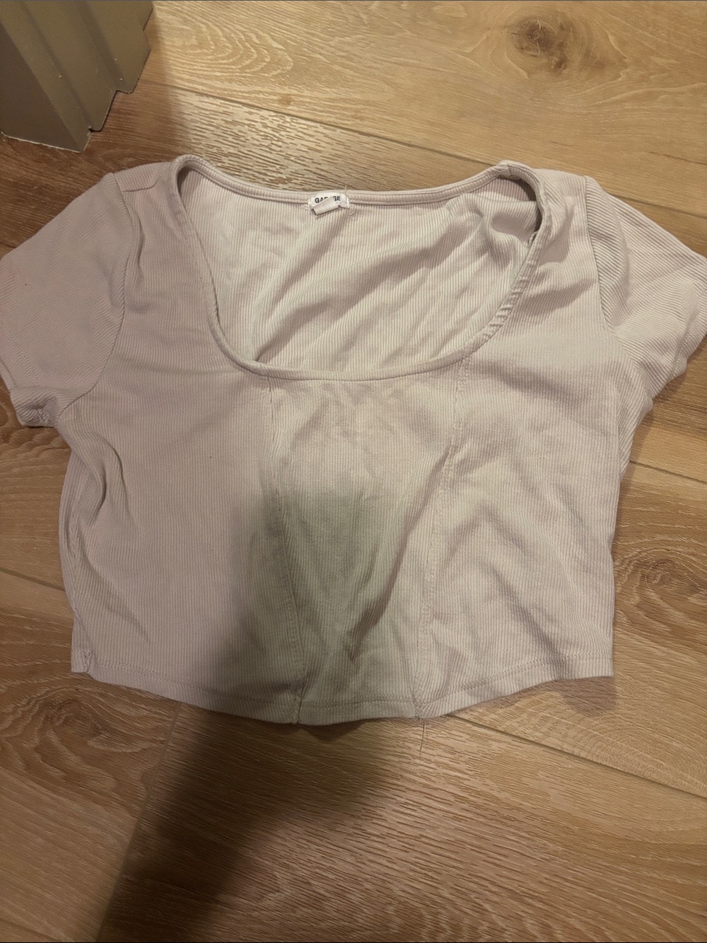 Garage Light Mauve Ribbed Scoop Neck Crop Top